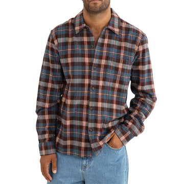 Rhythm Kern Long Sleeve Flannel Shirt - Chocolate