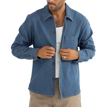 Rhythm Textured Wale Long Sleeve Shirt - Washed Indigo