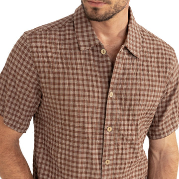 Rhythm Cross Check Crop Shirt - Brown
