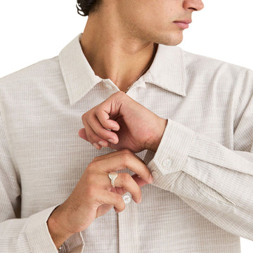 Rhythm Striped Linen Long Sleeve Shirt - Natural