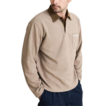 Rhythm Ladder Polar Long Sleeve Polo Shirt - Stone