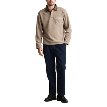 Rhythm Ladder Polar Long Sleeve Polo Shirt - Stone