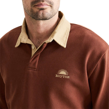 Rhythm Heritage Bloom Long Sleeve Rugby Shirt - Bark