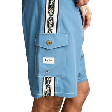 Rhythm Panel Stripe Boardshorts - Mineral Blue
