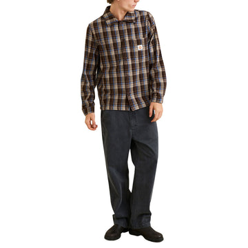 Rhythm Alex Check Long Sleeve Shirt - Chestnut