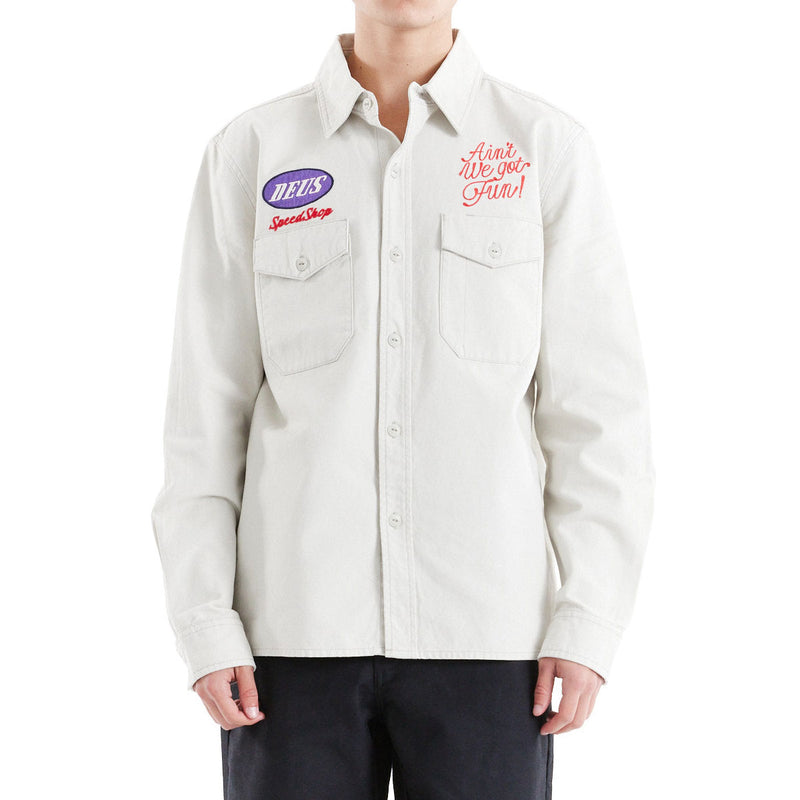 Deus Ex Machina Tin Lizzie Long Sleeve Shirt - Dirty White