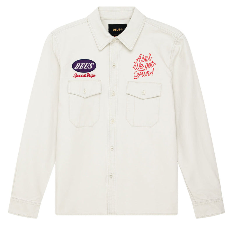 Deus Ex Machina Tin Lizzie Long Sleeve Shirt - Dirty White
