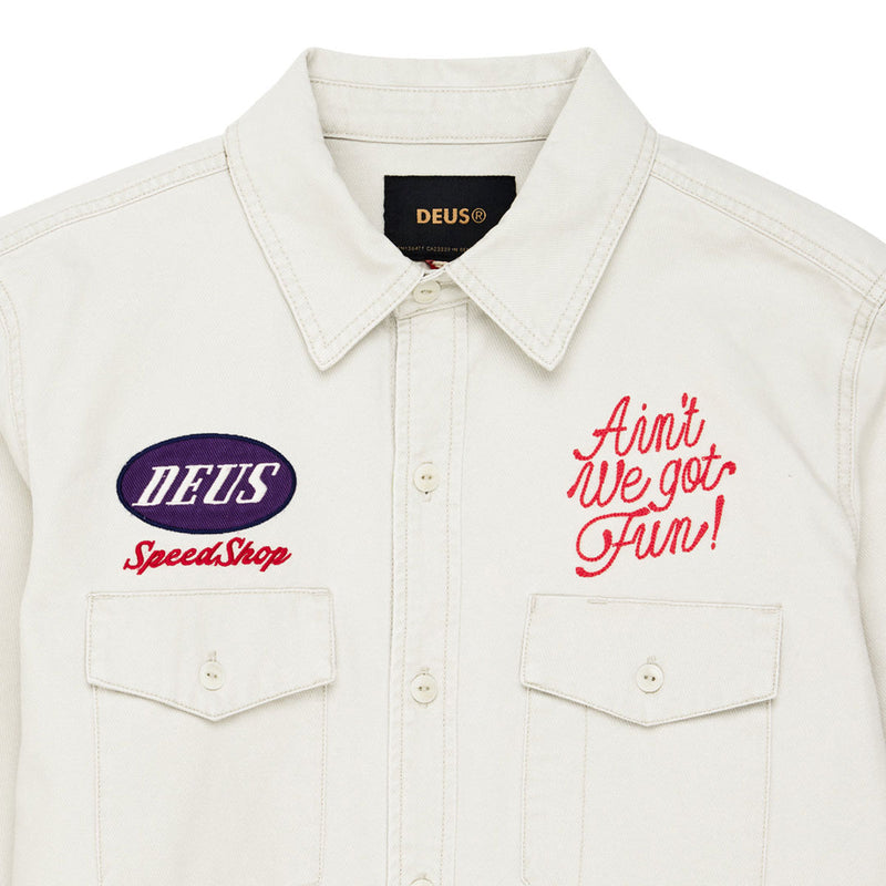 Deus Ex Machina Tin Lizzie Long Sleeve Shirt - Dirty White