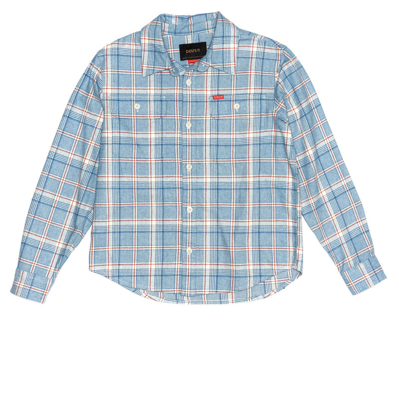 Deus Ex Machina Vacay Check Long Sleeve Shirt - Sky Blue