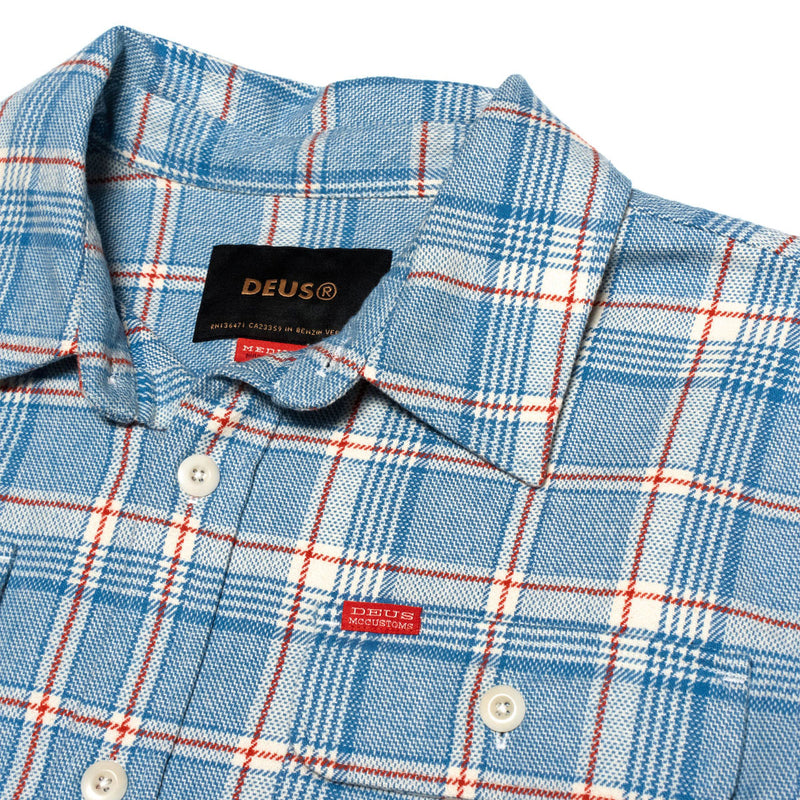 Deus Ex Machina Vacay Check Long Sleeve Shirt - Sky Blue