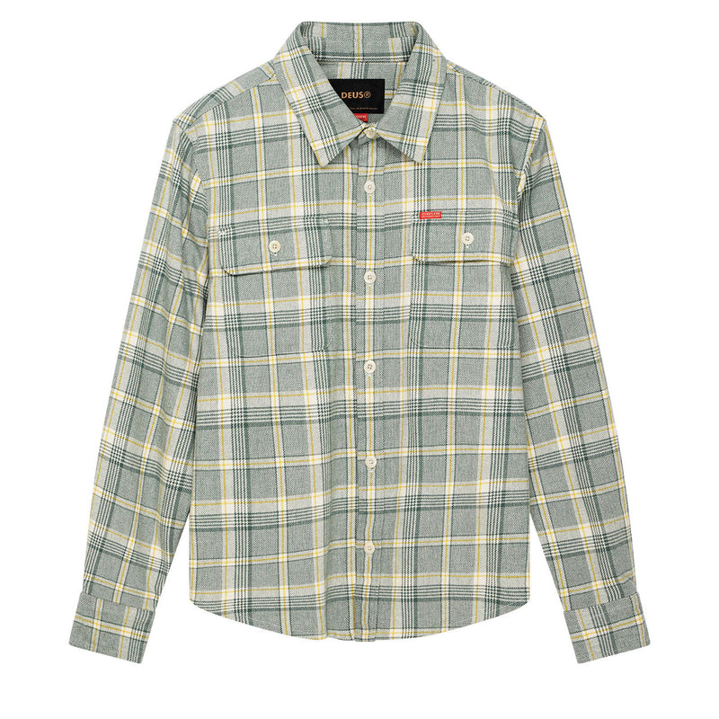 Deus Ex Machina Vacay Check Long Sleeve Shirt - Tendril Green