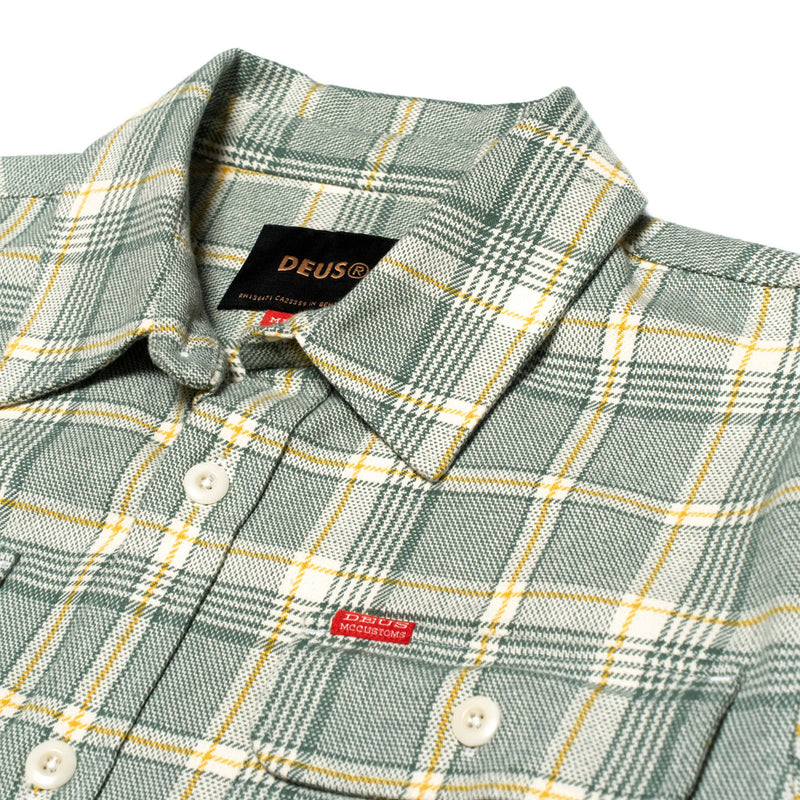 Deus Ex Machina Vacay Check Long Sleeve Shirt - Tendril Green