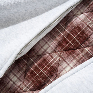 Butter Goods Plaid Lined Zip-Thru Hoodie - Ash