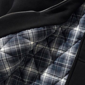 Butter Goods Plaid Lined Zip-Thru Hoodie - Black
