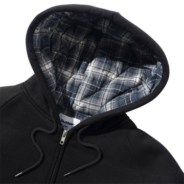 Butter Goods Plaid Lined Zip-Thru Hoodie - Black