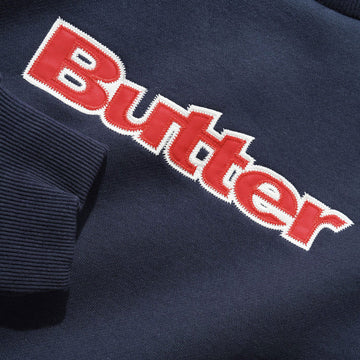 Butter Goods Satin Applique Logo Crewneck Sweatshirt - Navy