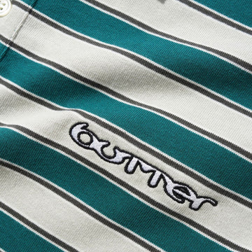 Butter Goods Witness Stripe Polo Shirt - Grey/Teal