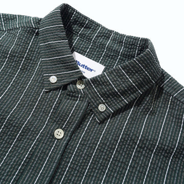 Butter Goods Seersucker Long Sleeve Shirt - Forest