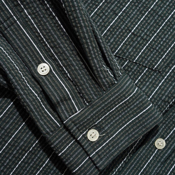 Butter Goods Seersucker Long Sleeve Shirt - Forest