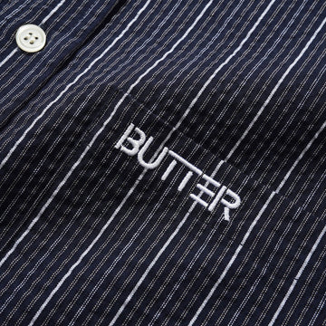 Butter Goods Seersucker Long Sleeve Shirt - Navy