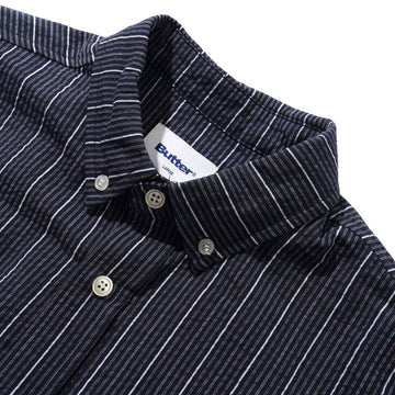 Butter Goods Seersucker Long Sleeve Shirt - Navy