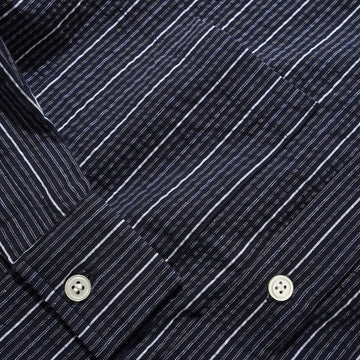 Butter Goods Seersucker Long Sleeve Shirt - Navy