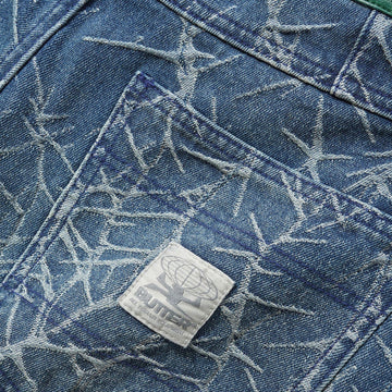 Butter Goods Thorn Camo Wide Cut Denim Jeans - Washed Indigo