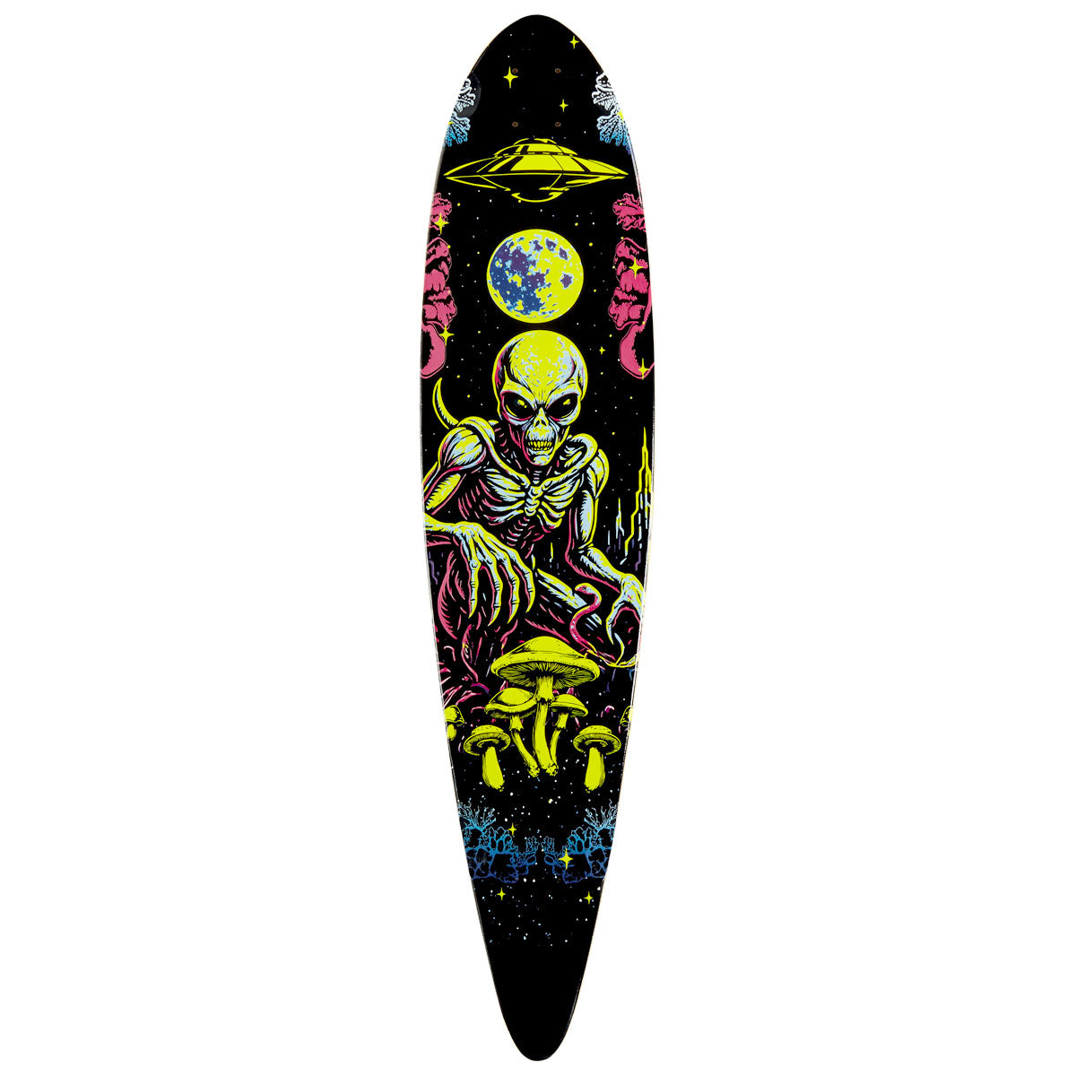 Daddies Mall Poster Pintail Longboard Deck - Black/Glow image 1