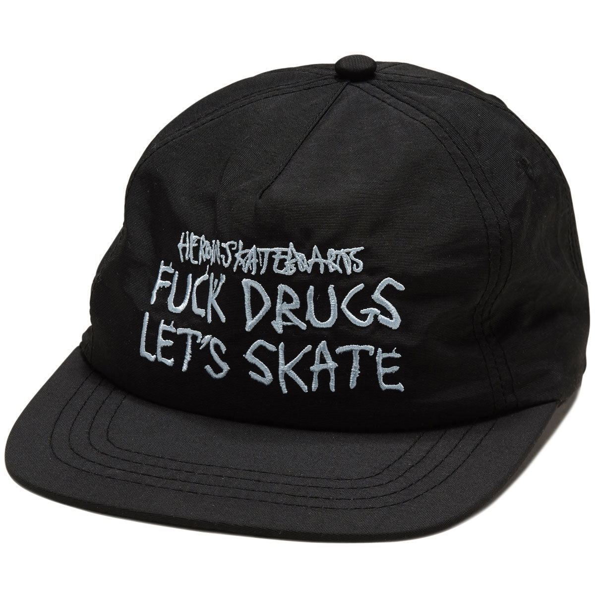 Heroin Fuck Drugs Nylon Snapback Hat - Black image 1