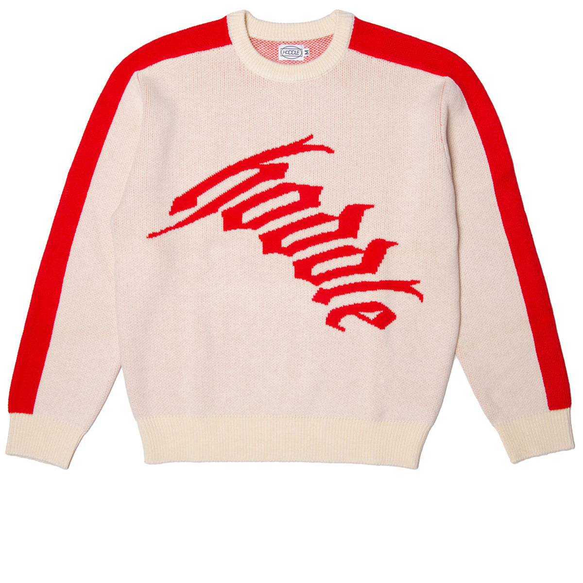 Hoddle Warped Logo Knit Long Sleeve Shirt - Ecru/Red image 1