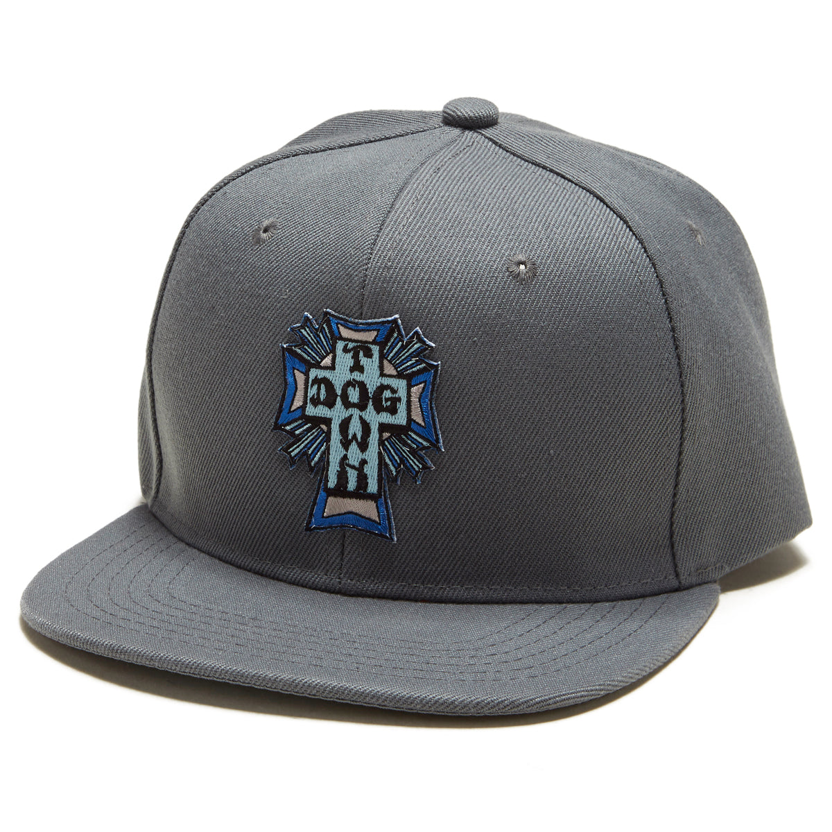 Dogtown Blue Cross Patch Snapback Hat - Charcoal Grey image 1