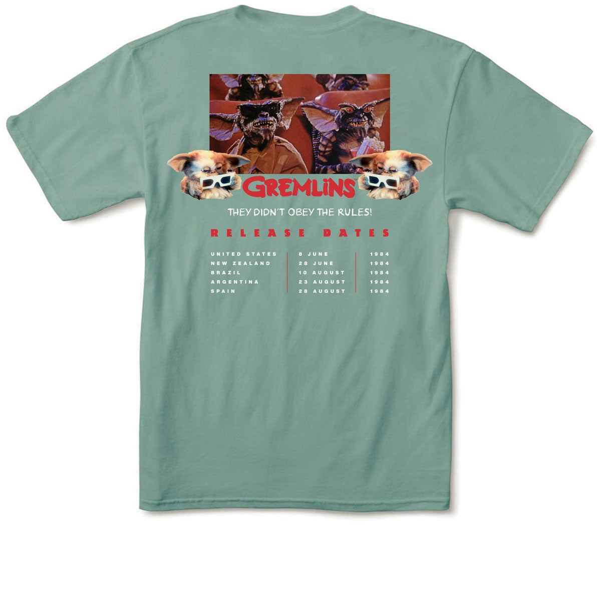 Color Bars x Gremlins Coming Soon T-Shirt - Sage image 1