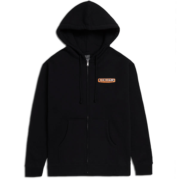 Chenille Embroidered Half Zip Hoodie - Black – Brain Dead