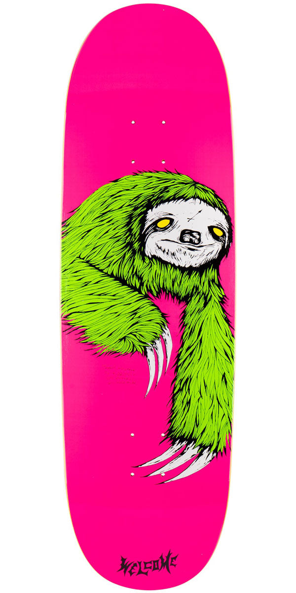 Welcome Sloth On A Boline 2.0 Skateboard Deck - Neon Pink - 9.50