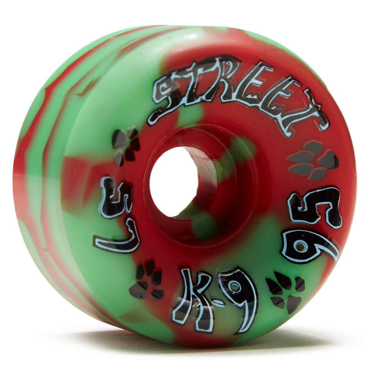 Dogtown K-9 95a Skateboard Wheels - Red/Green Swirl - 57mm image 1