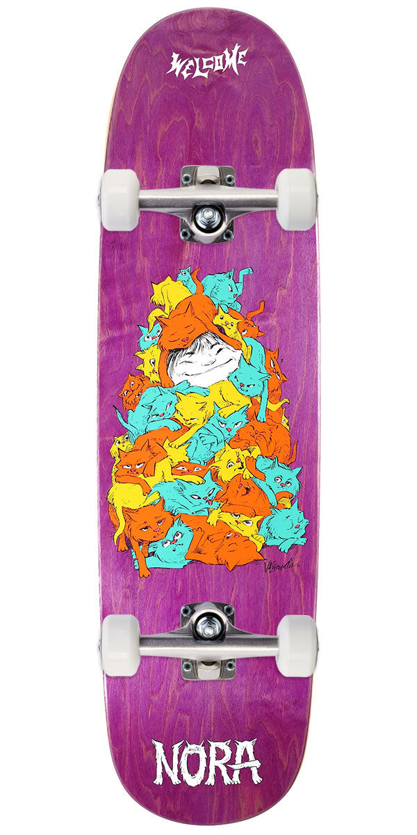 Welcome Purr Pile Nora On A Sphynx Skateboard Complete - Purple Stain - 8.80