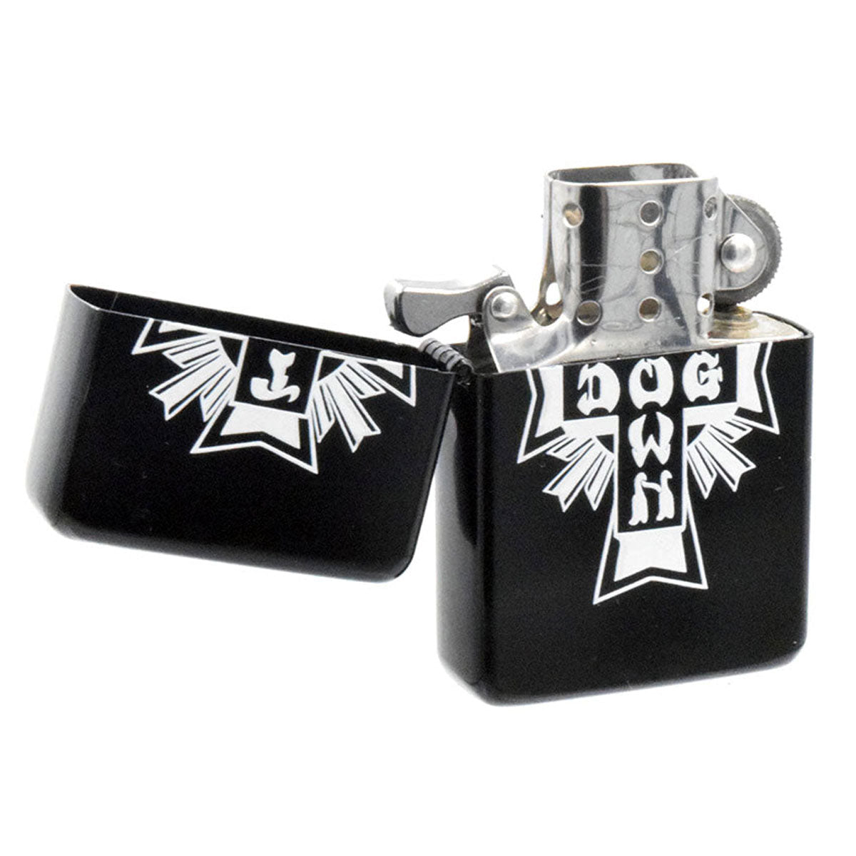 Dogtown Cross Logo Flip Top Metal Lighter - Black/White image 2