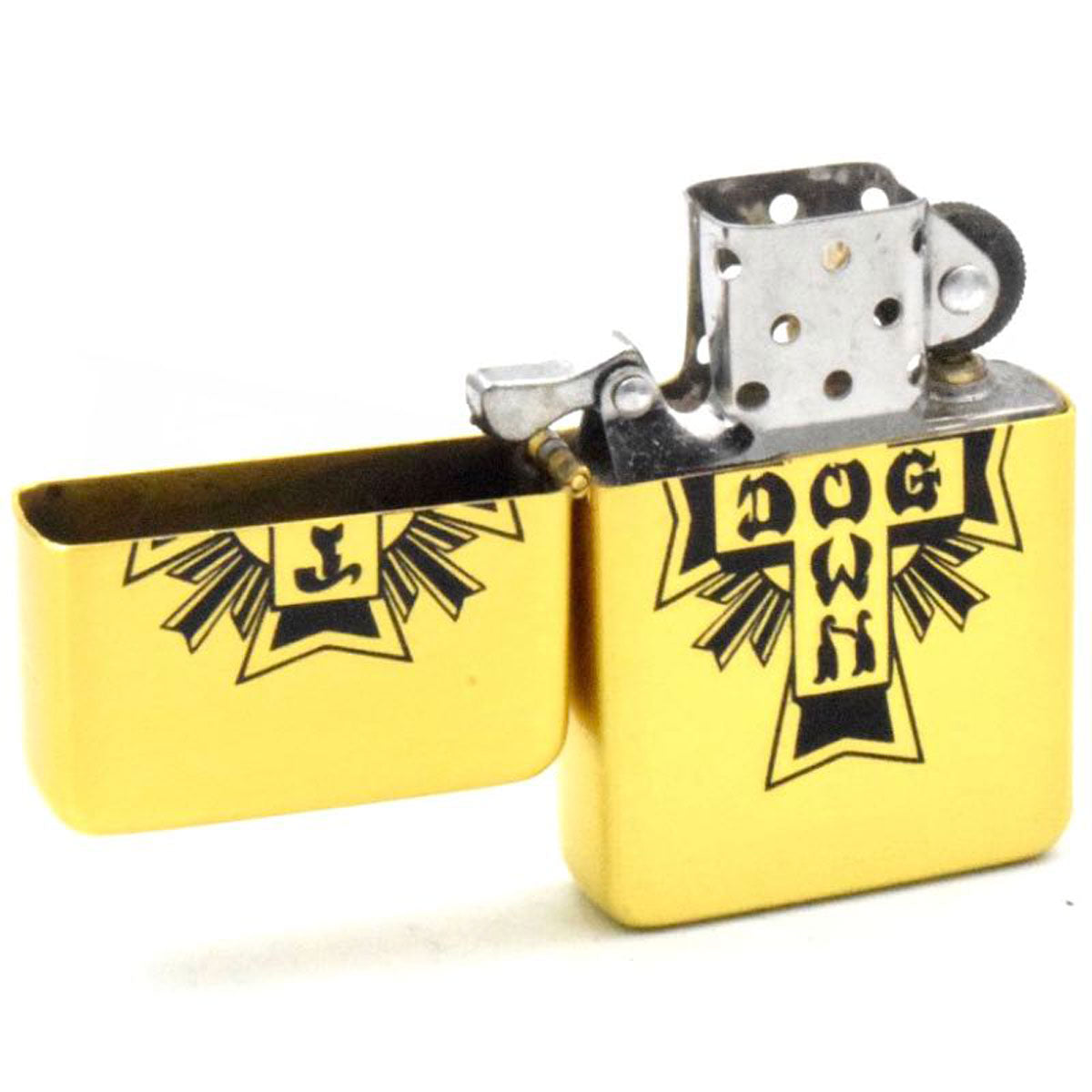 Dogtown Cross Logo Flip Top Metal Lighter - Gold/Black image 2
