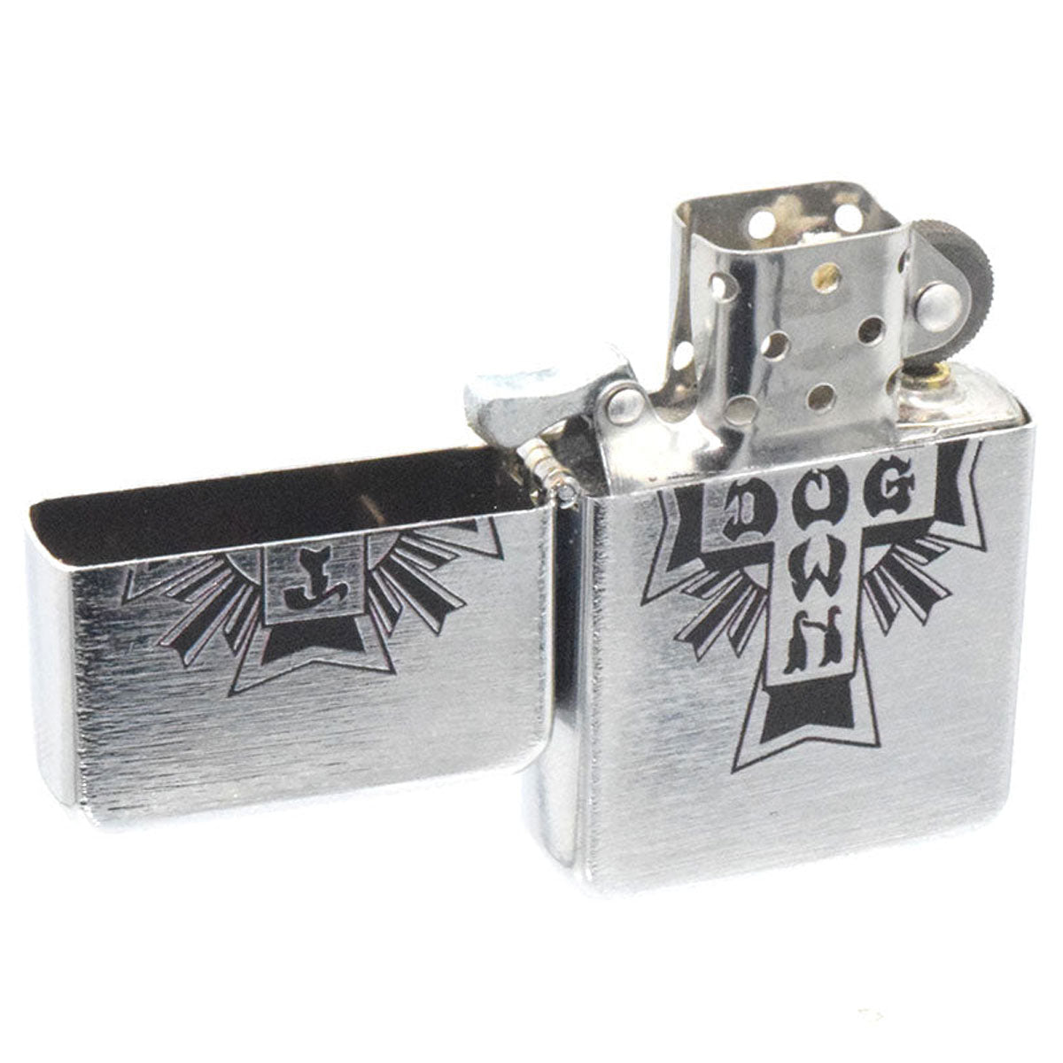 Dogtown Cross Logo Flip Top Metal Lighter - Silver/Black image 2