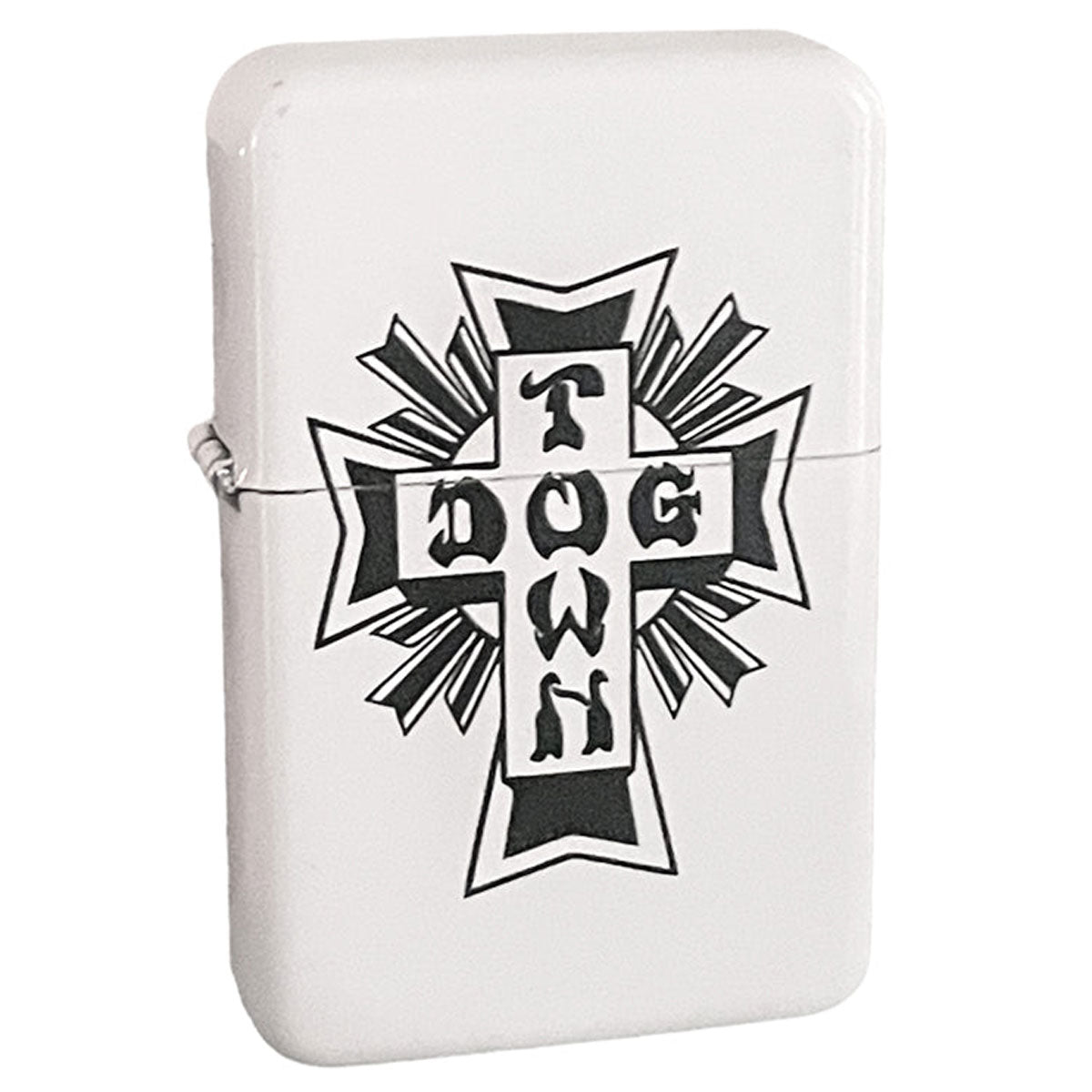 Dogtown Cross Logo Flip Top Metal Lighter - White/Black image 1