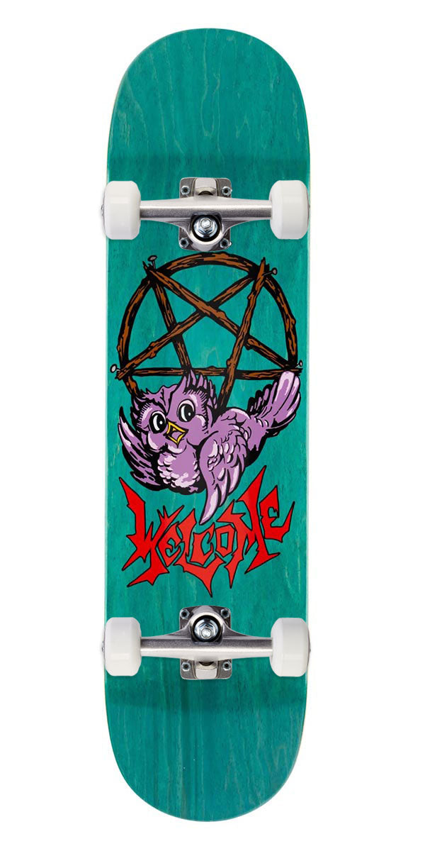 Welcome Lil Owl Skateboard Complete - Teal Stain - 8.00