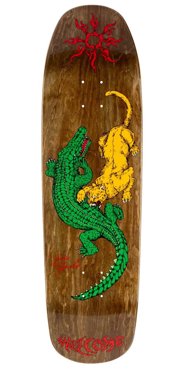 Welcome Swamp Fight Jake Yanko On A Panther Skateboard Deck - Brown Stain - 9.00