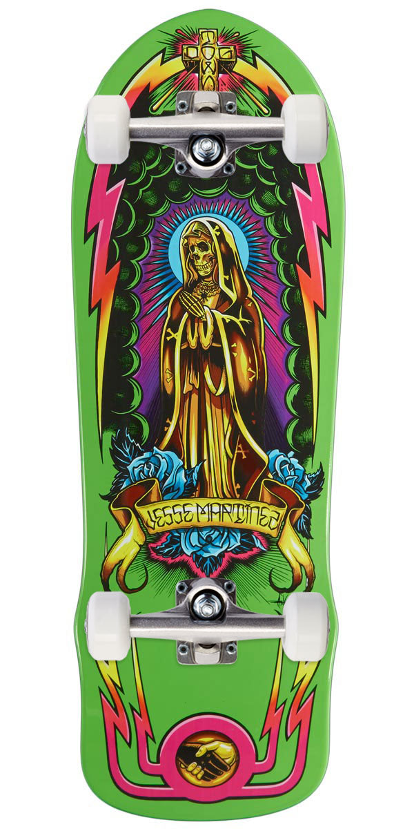 Dogtown Jesse Martinez 1987 Guadalupe Handshake Reissue Skateboard Complete - Neon Green Full Dip - 10.00