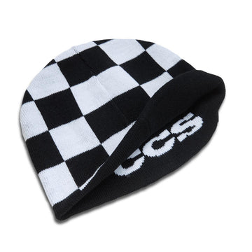 CCS Reversible Checkerboard Skully Beanie - Black/White