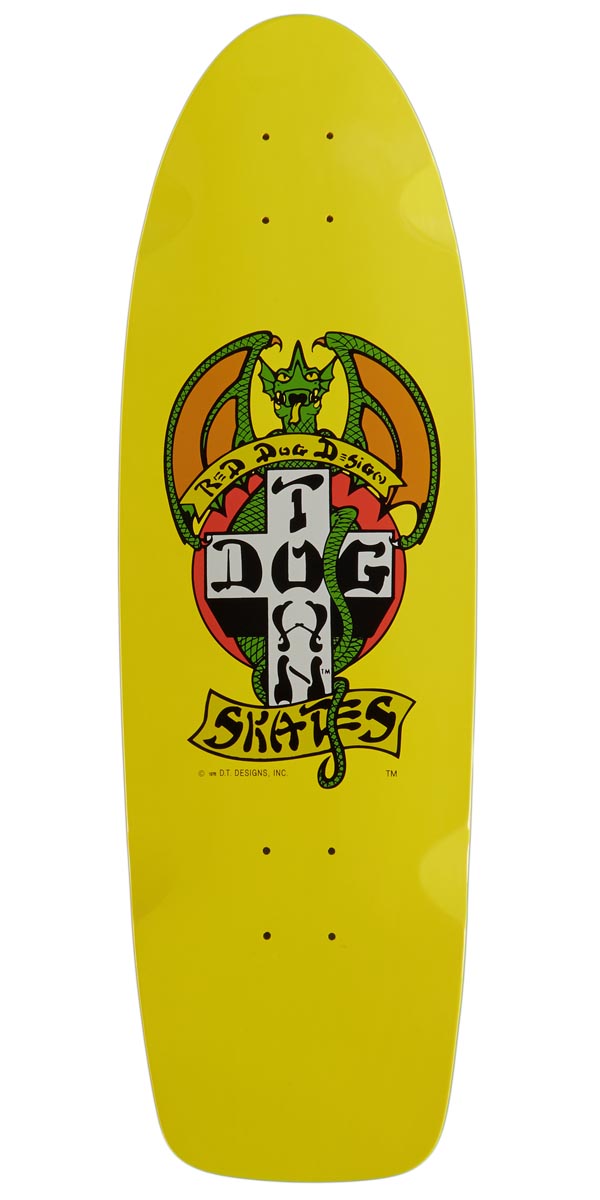 Dogtown Red Dog 70's Classic Skateboard Deck - Bright Yellow Full Dip - 9.00