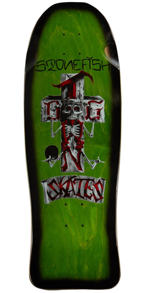 Dogtown Stonefish Reissue Skateboard Deck - Lime Stain/Black Fade - 10.125