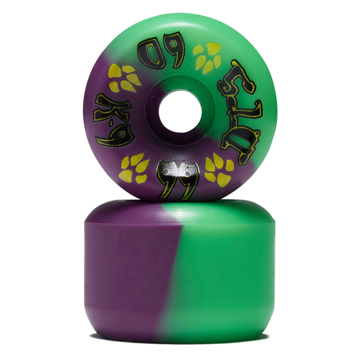 Dogtown K-9 80s 99a Skateboard Wheels - Neon Green/Neon Purple