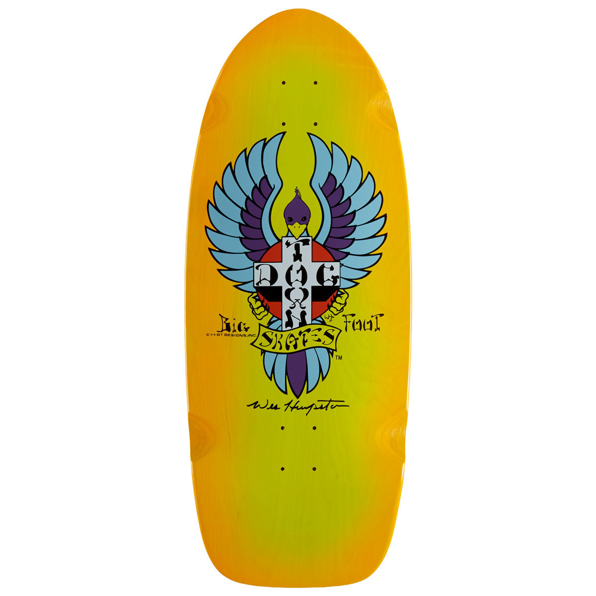 Dogtown Big Foot 70s Classic Skateboard Deck - Fluorescent Yellow/Orange - 11.878