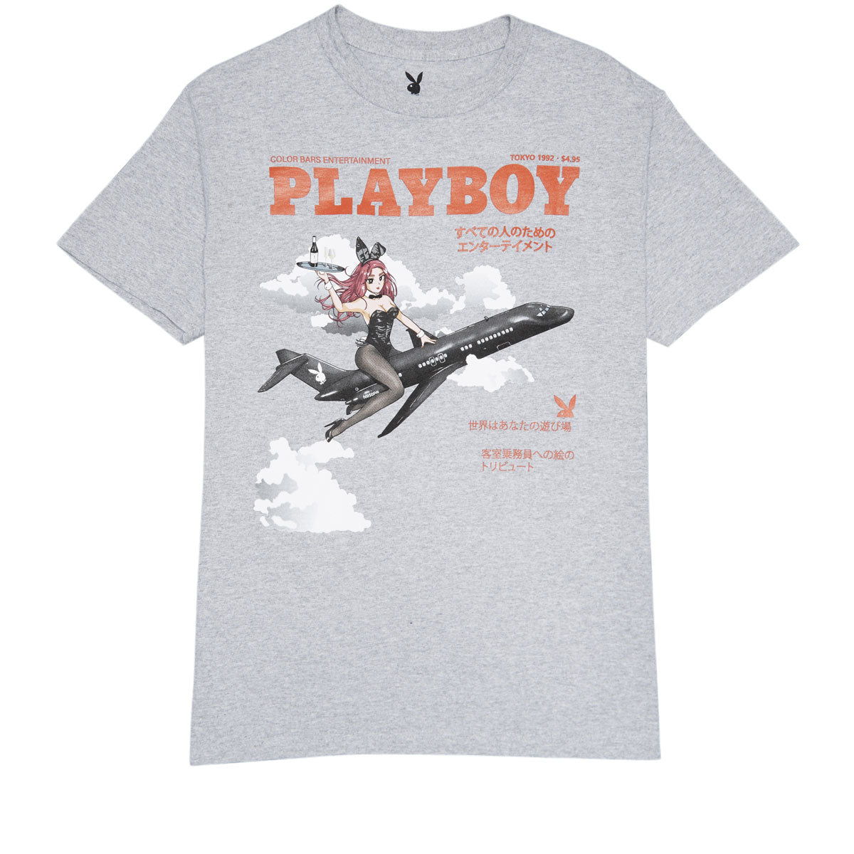 Color Bars x Playboy Tokyo Take Flight T-Shirt - Heather Grey image 1