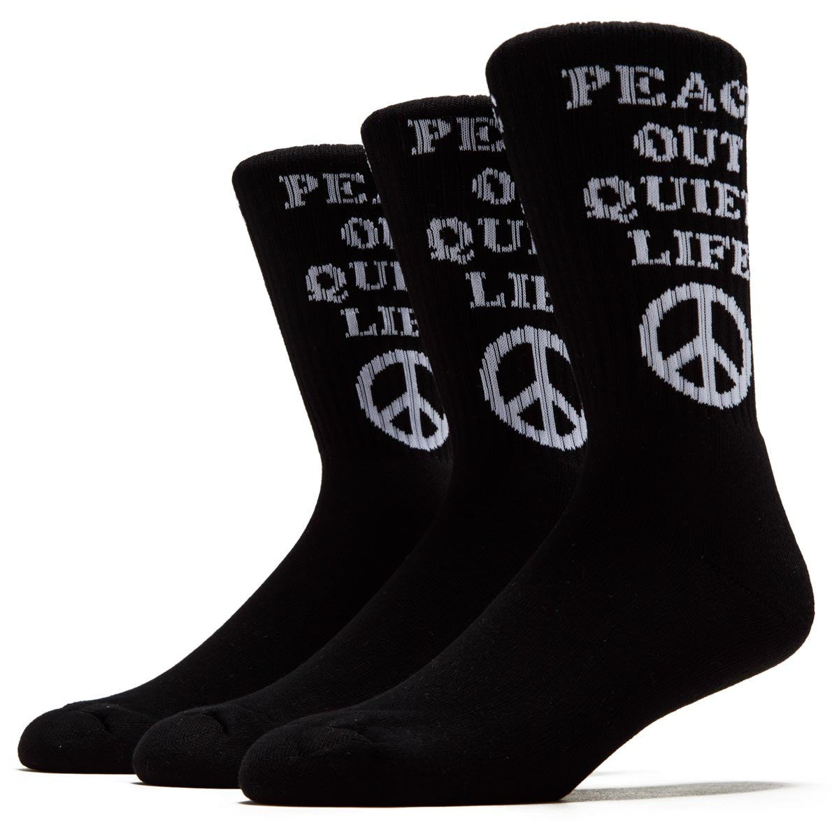 The Quiet Life Peace Out 3 Pairs of Socks - Black image 1